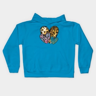 Three hearts animal Patterns Cheetah pattern valentines Kids Hoodie